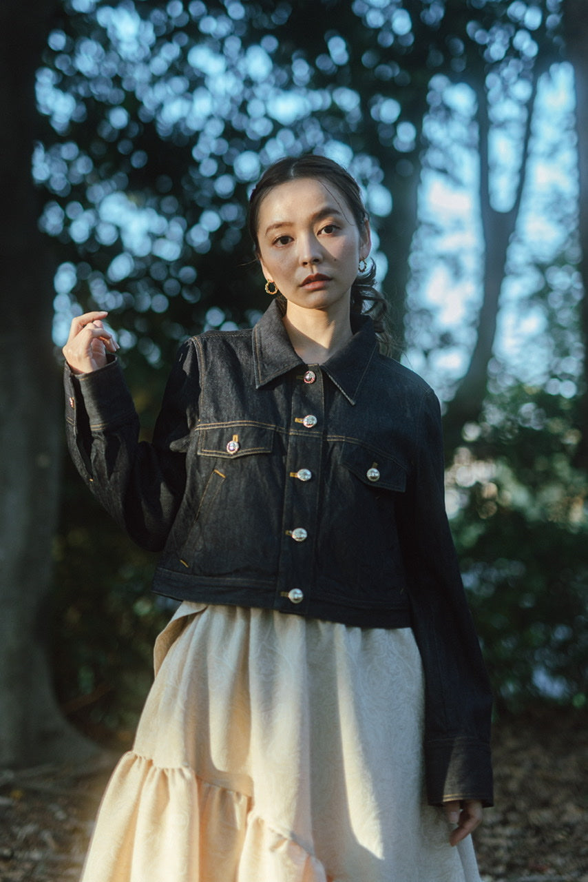 【Ruimeme】stitch cropped jacket  / indigo