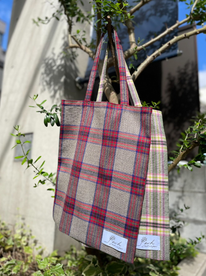 【jesh】Original Tote bag / green check