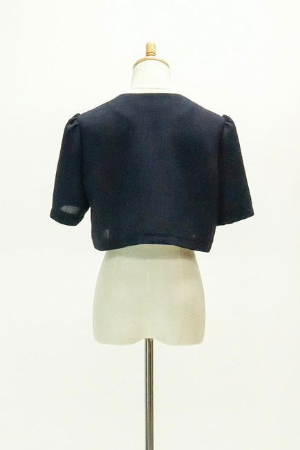 【Ruimeme】no collar bolero jacket / navy