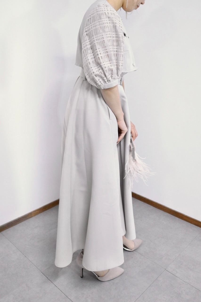 【Ruimeme】puff sleeve docking dress / ice gray