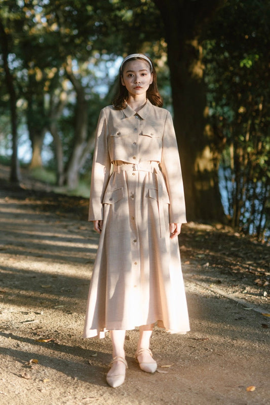 【Ruimeme】〈Manon〉docking flare dress / Beige