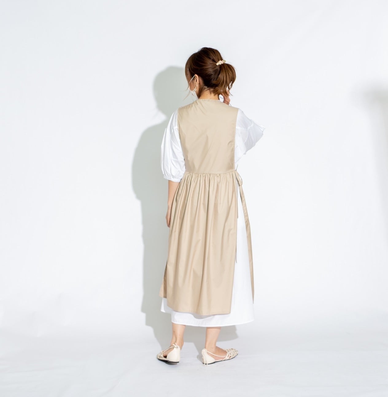 【ValleyMODE】SALE♡サイドリボンエプロンドレス Beige