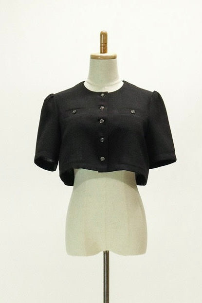 【Ruimeme】no collar bolero jacket / black