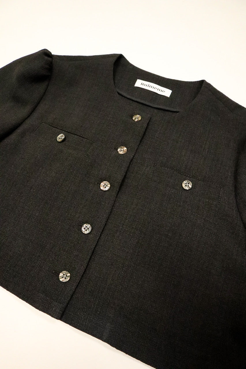 【Ruimeme】no collar bolero jacket / black