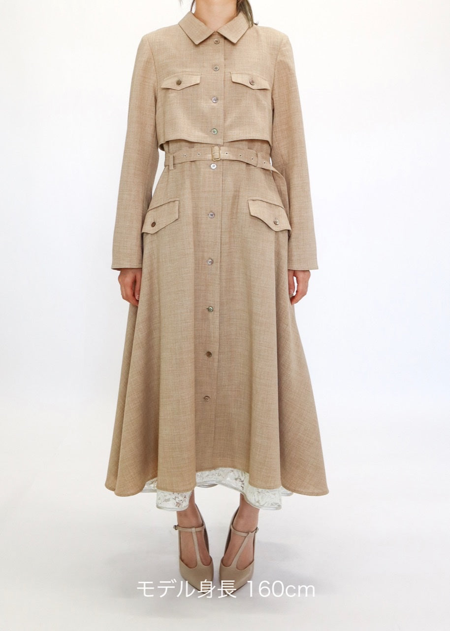 【Ruimeme】〈Manon〉docking flare dress / Beige