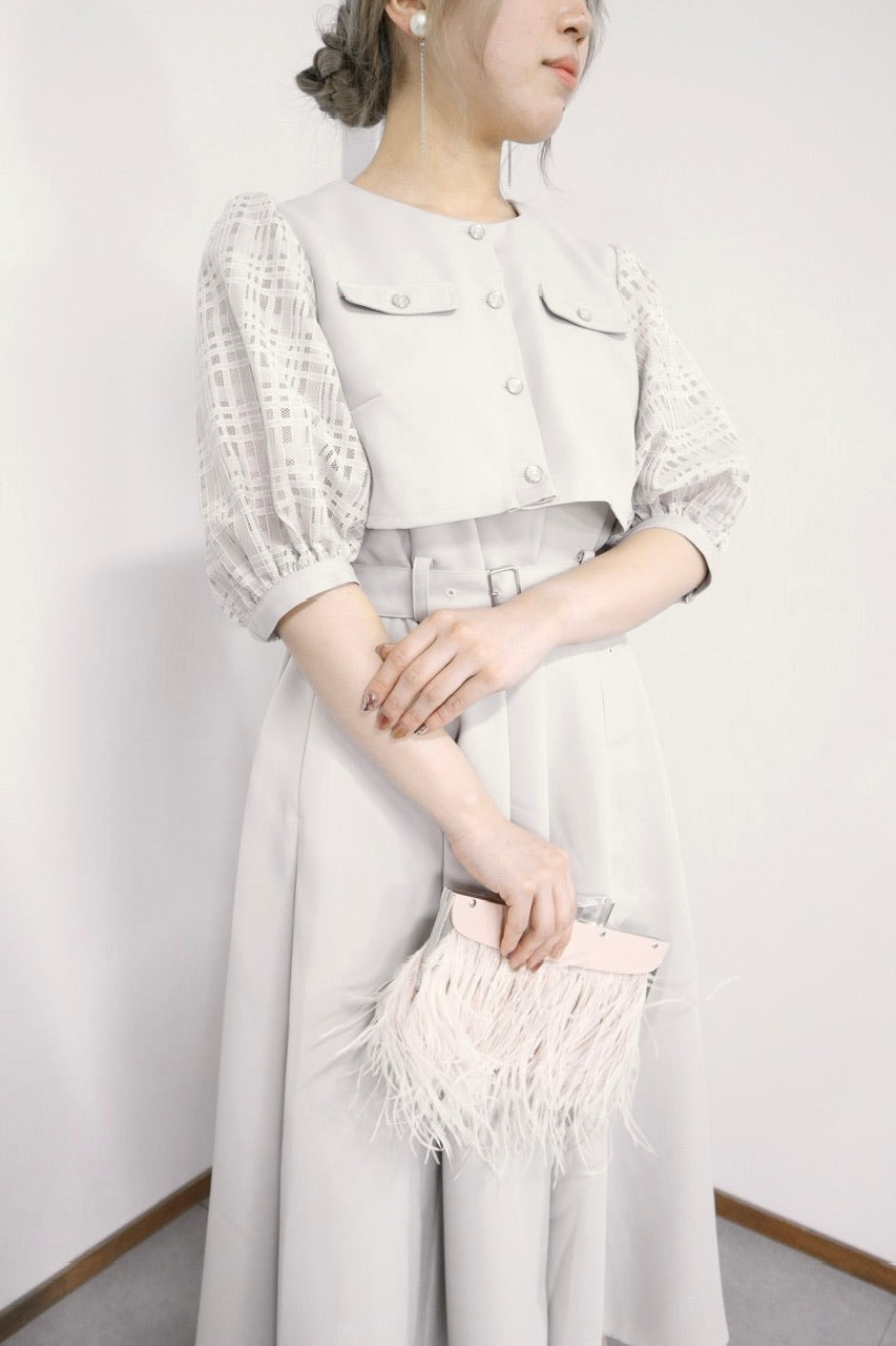 【Ruimeme】puff sleeve docking dress / ice gray