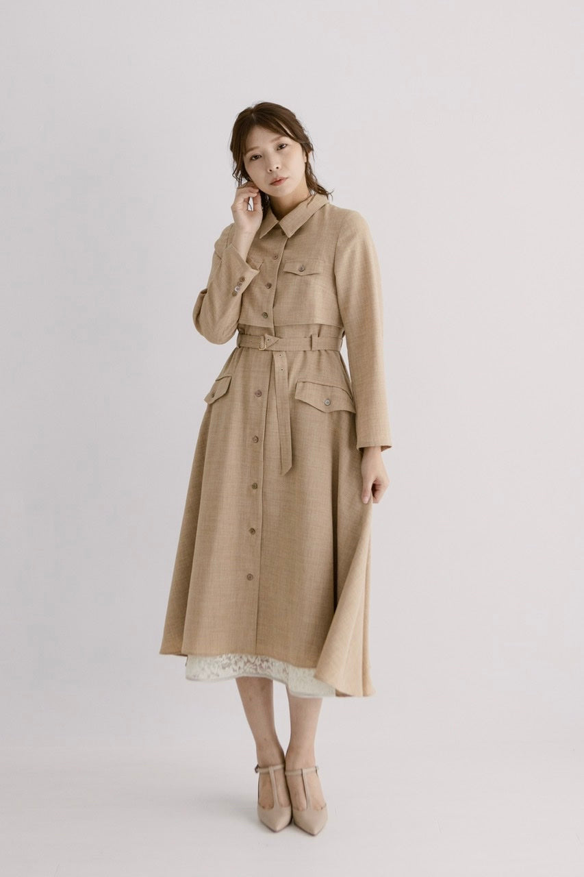 【Ruimeme】〈Manon〉docking flare dress / Beige