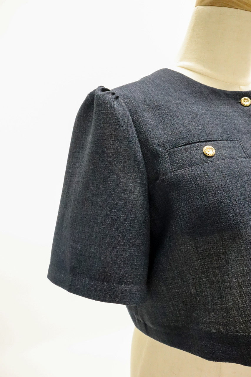 【Ruimeme】no collar bolero jacket / navy