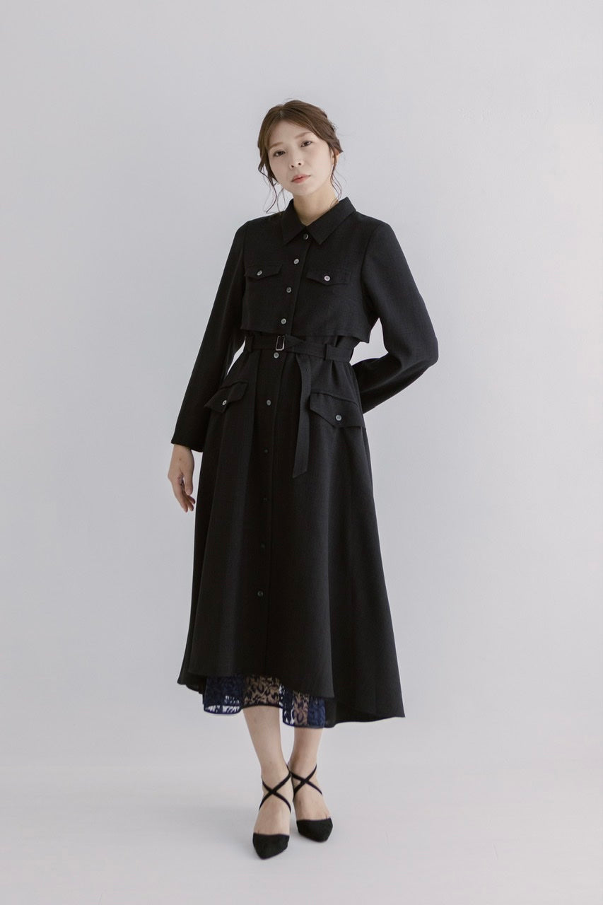 【Ruimeme】〈Manon〉docking flare dress / Black