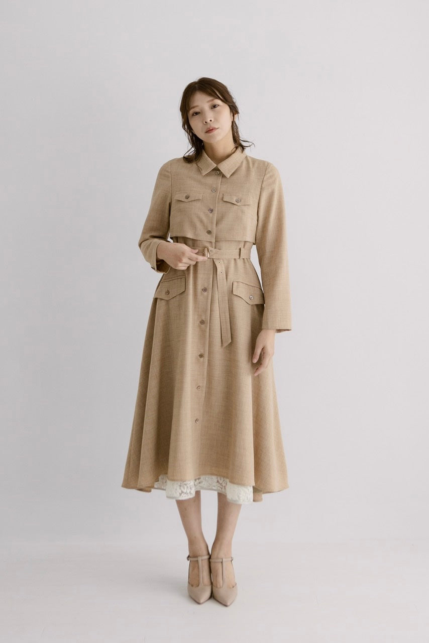 【Ruimeme】〈Manon〉docking flare dress / Beige