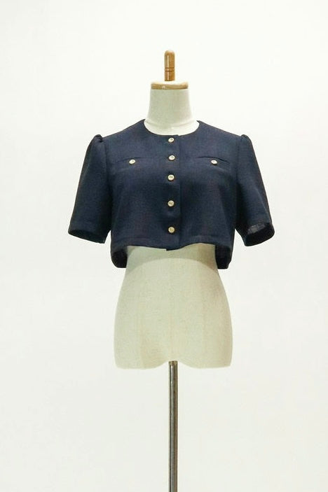 【Ruimeme】no collar bolero jacket / navy