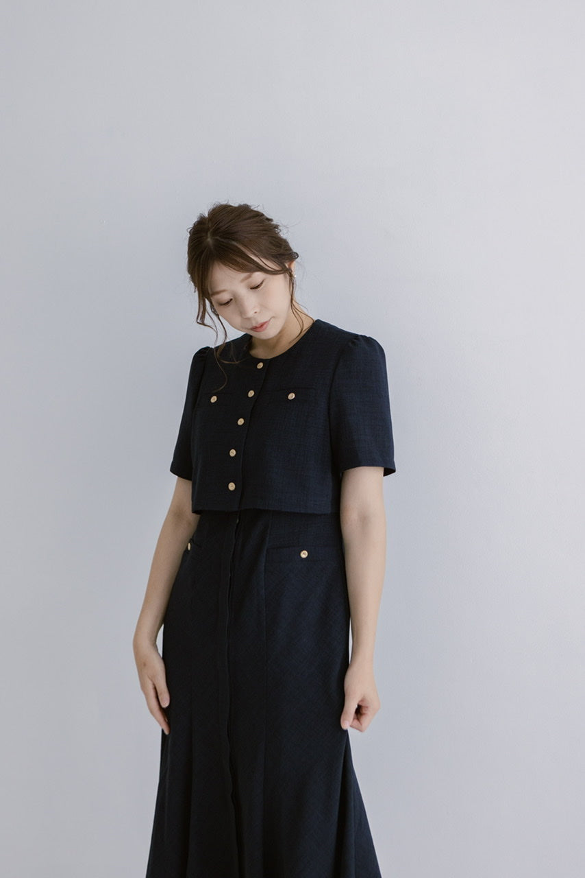 【Ruimeme】no collar bolero jacket / navy