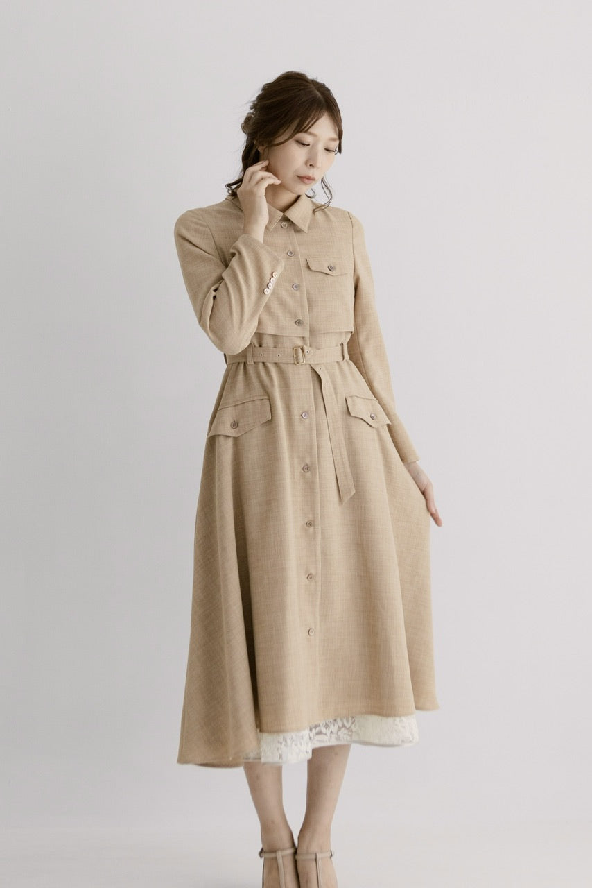 【Ruimeme】〈Manon〉docking flare dress / Beige