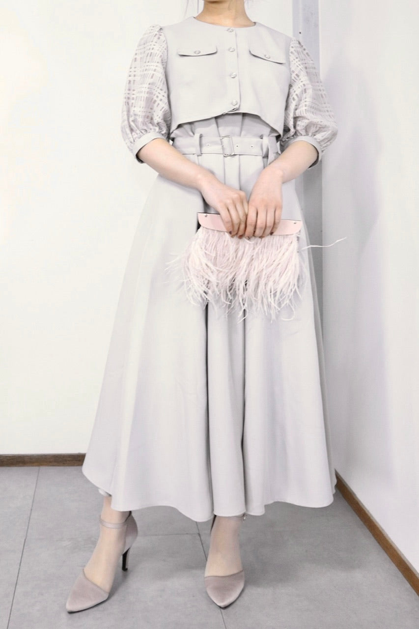 【Ruimeme】puff sleeve docking dress / ice gray