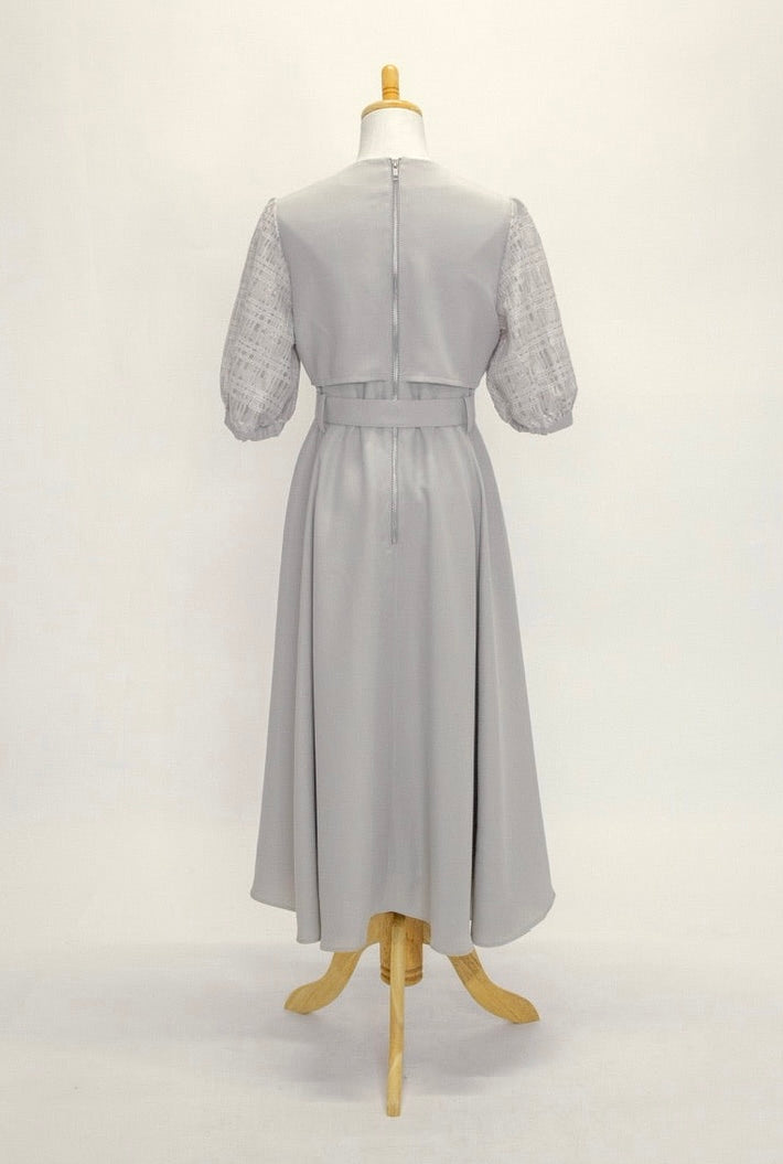 【Ruimeme】puff sleeve docking dress / ice gray