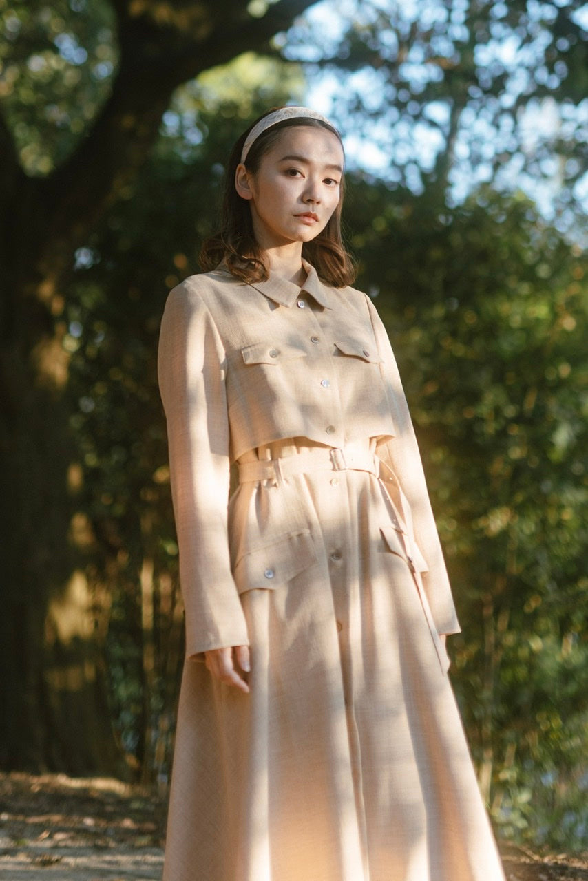 【Ruimeme】〈Manon〉docking flare dress / Beige