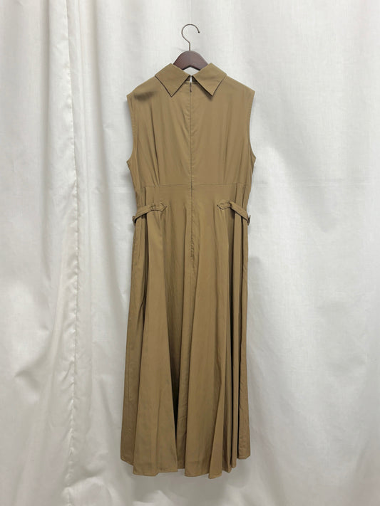 【SAMPLE】waist belt shirt collar dress / camel