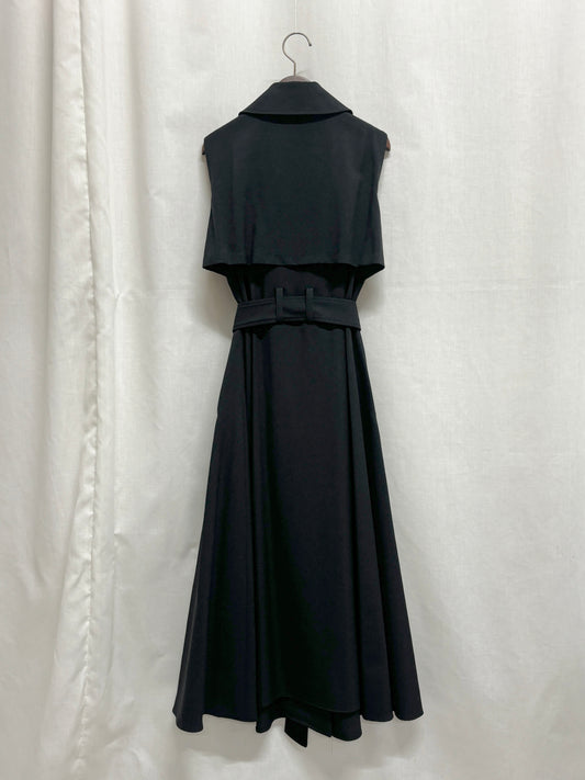 【SAMPLE】sleeveless trench dress / black