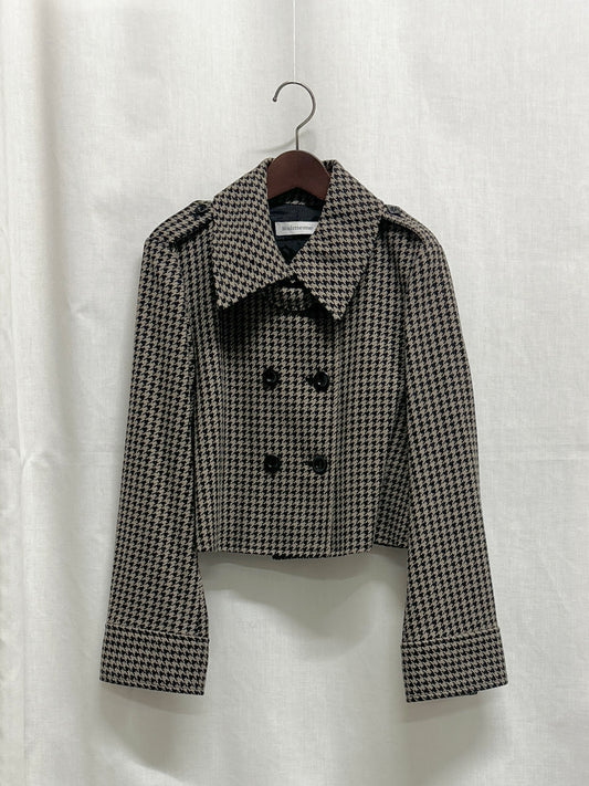 【SAMPLE】houndstooth cropped jacket / black