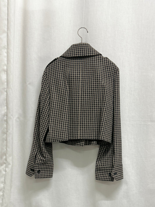 【SAMPLE】houndstooth cropped jacket / black