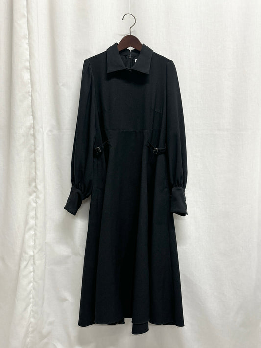 【SAMPLE】waist belt shirt collar dress(long sleeve ver.) / black