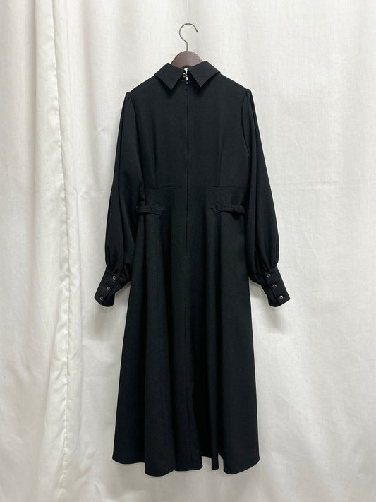 【SAMPLE】waist belt shirt collar dress(long sleeve ver.) / black