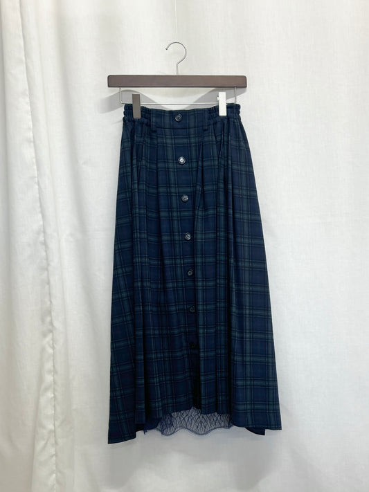 【SAMPLE】Armelle tuck skirt / navy check（1st sample）