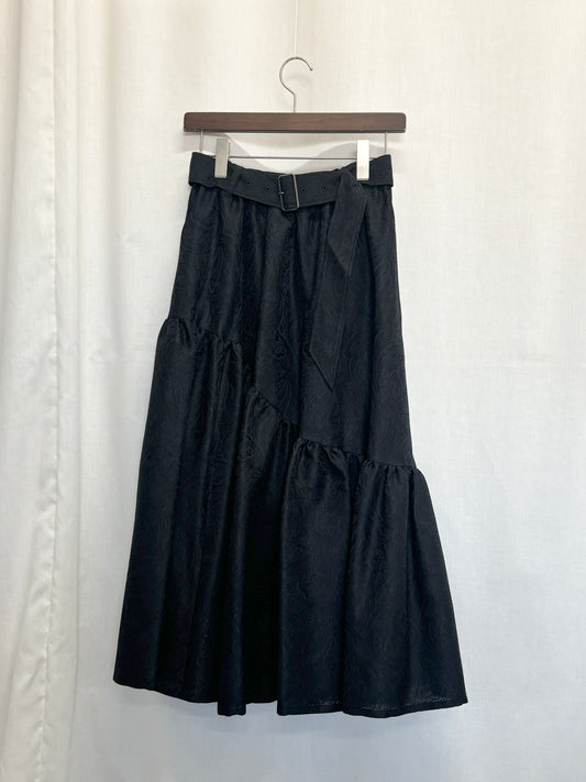 【SAMPLE】〈Mila〉asymmentry gathered skirt / black