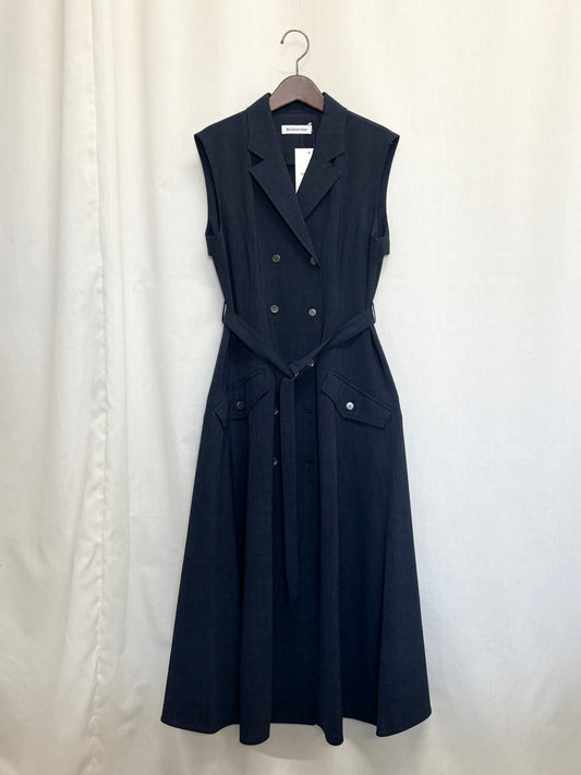 【SAMPLE】sleeveless trench dress / navy