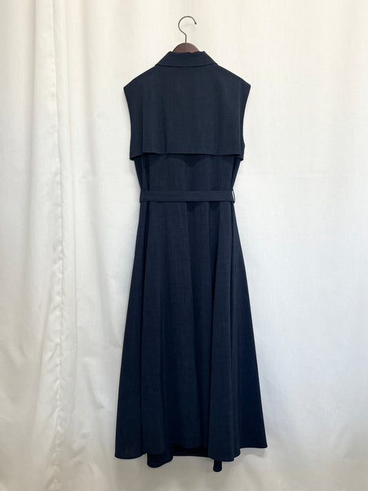 【SAMPLE】sleeveless trench dress / navy