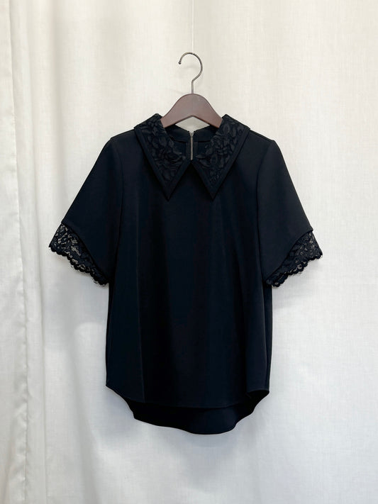 【SAMPLE】lace collar blouse / black