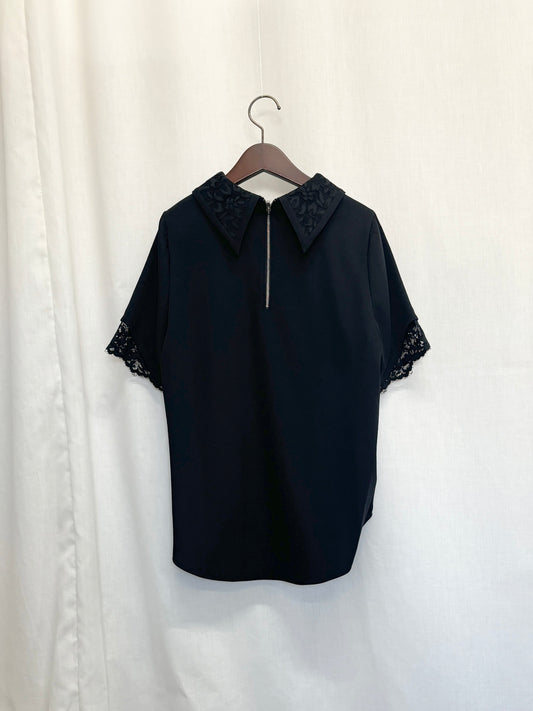 【SAMPLE】lace collar blouse / black