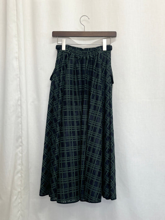 【SAMPLE】piping lace skirt / green×navy