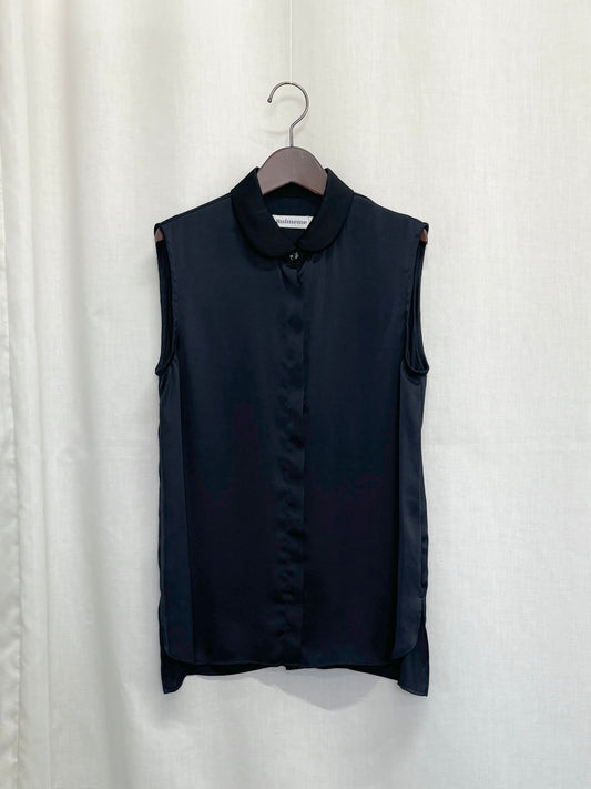 【SAMPLE】round collar sleeveless blouse / navy×black