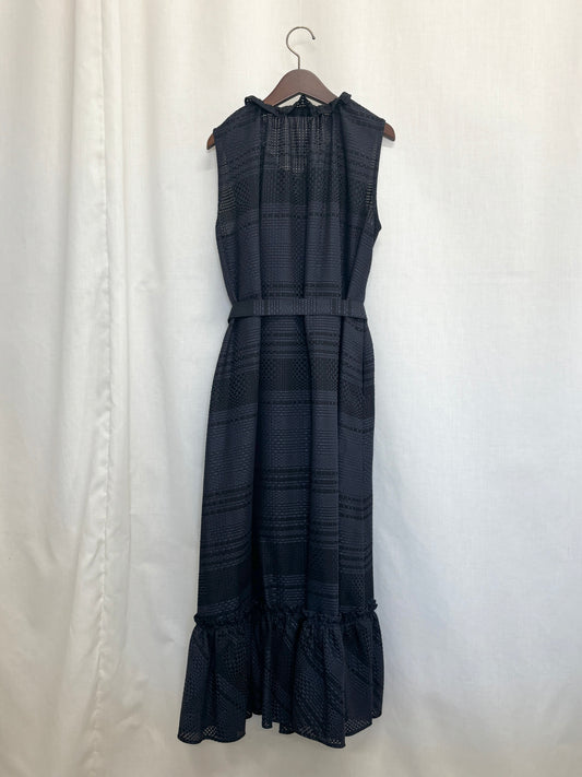 【SAMPLE】block tile check gather dress / navy