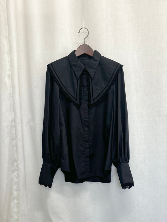 【SAMPLE】falling collar blouse / black