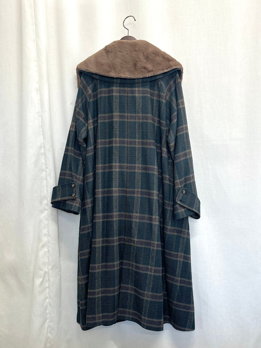 【SAMPLE】double breasted big collar coat / dark green