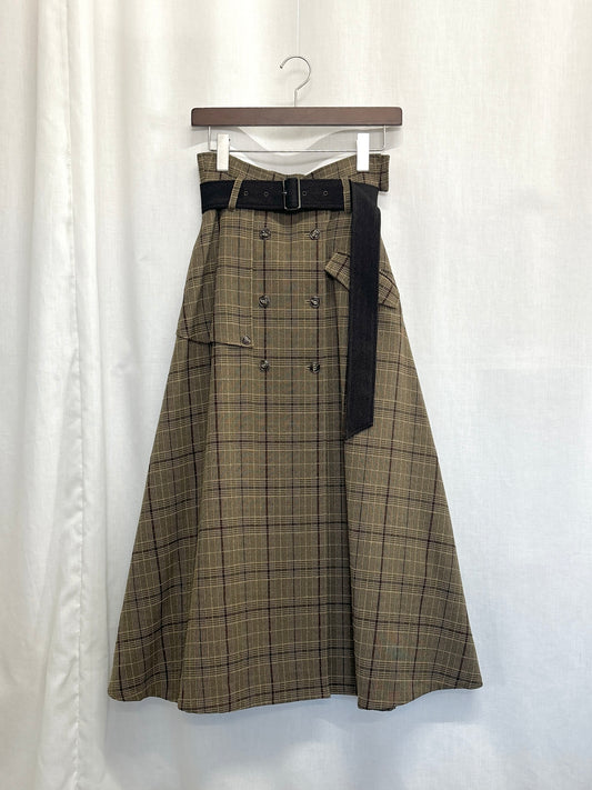 【SAMPLE】trench flare skirt / brown