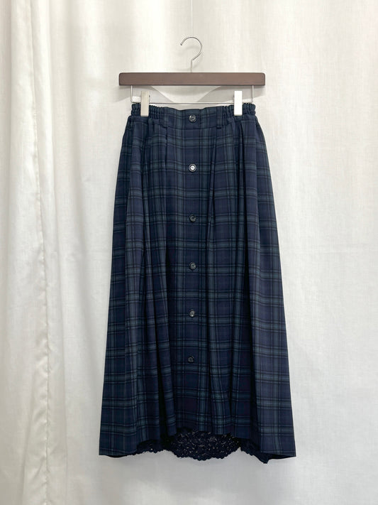 【SAMPLE】Armelle tuck skirt / navy check（2nd sample）