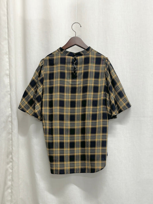 【SAMPLE】stand collar blouse / navy check