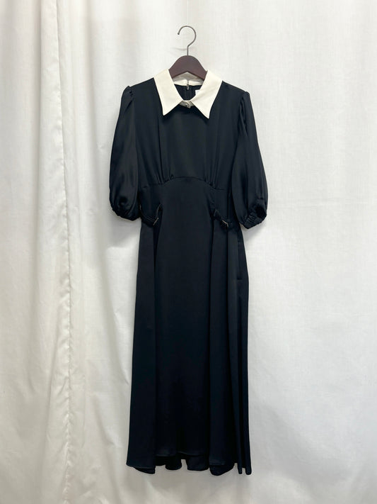 【SAMPLE】waist puff sleeve dress / black