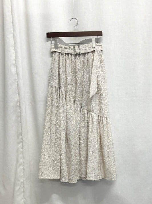 【SAMPLE】〈Mila〉shibafu jacquard gathered skirt / ecru