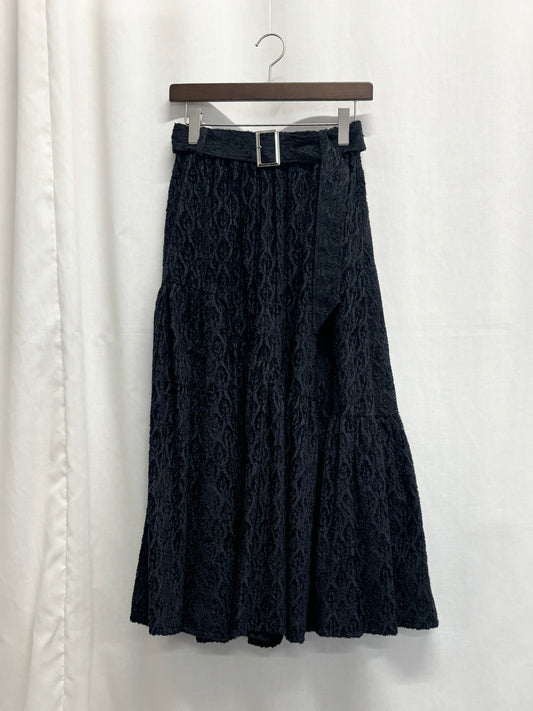 【SAMPLE】〈Mila〉shibafu jacquard gathered skirt / navy