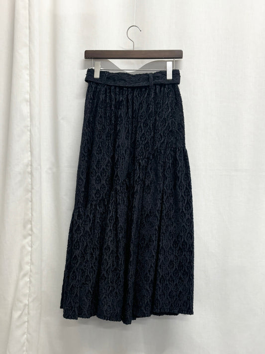 【SAMPLE】〈Mila〉shibafu jacquard gathered skirt / navy