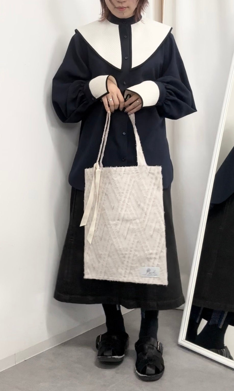 【jesh】Original Tote bag / beige jacquard