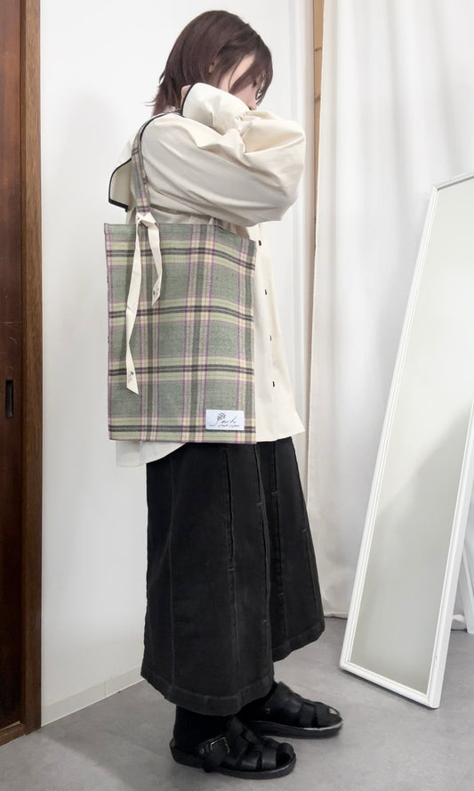 【jesh】Original Tote bag / green check