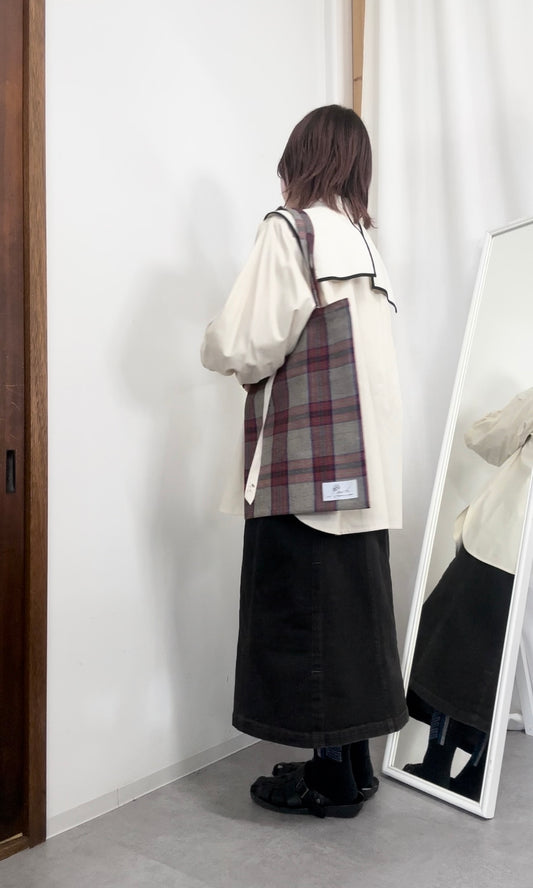 【jesh】Original Tote bag / red check