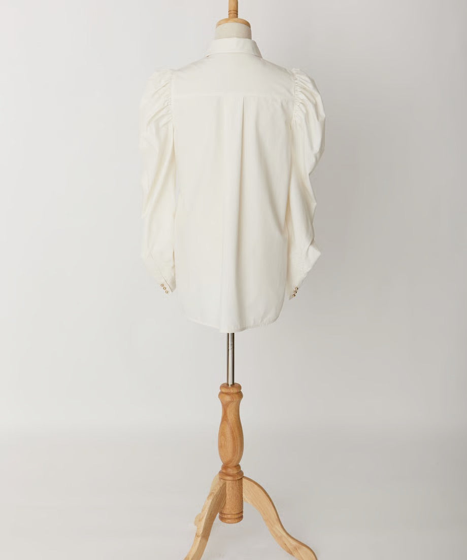 【jesh】Gather Blouse / White