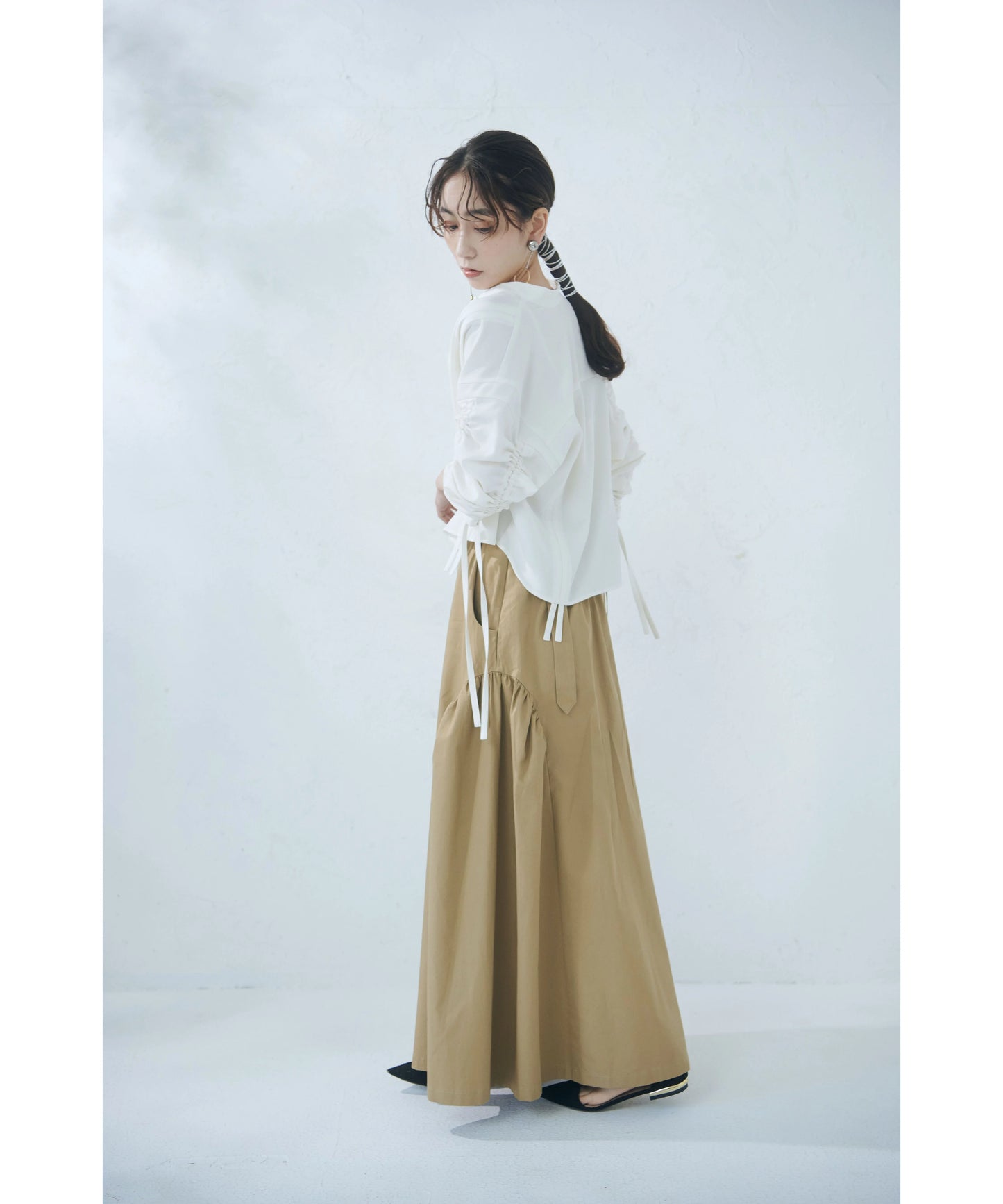 【jesh】Gather High Waist Skirt	/ Beige