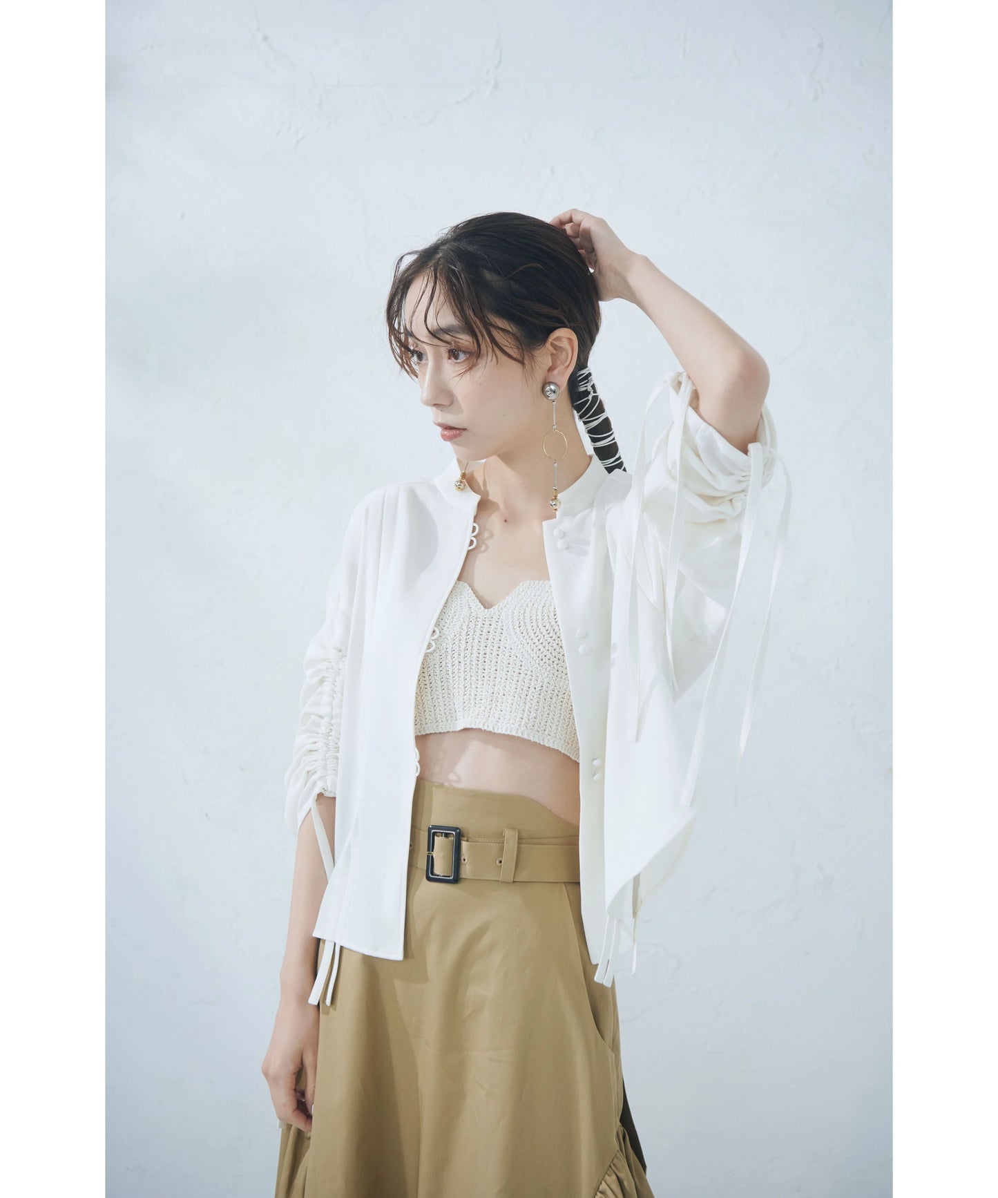 【jesh】Gather High Waist Skirt	/ Beige